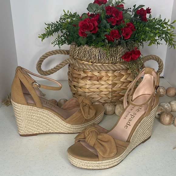 Kate Spade New York Tianna Platform Wedges Sz 9.5 Medium Biscotti - Picture 5 of 12